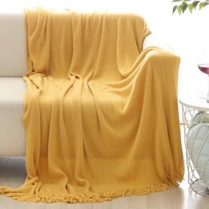 yellow throw blanket